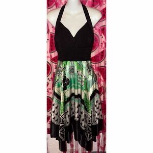 💚🖤 Sangria Halter Dress with Fairy Hem